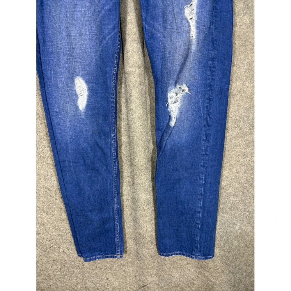 Guess Los Angeles Mens Slim Straight Distressed Blue Jeans Size 30 M71AS1R2J70‎